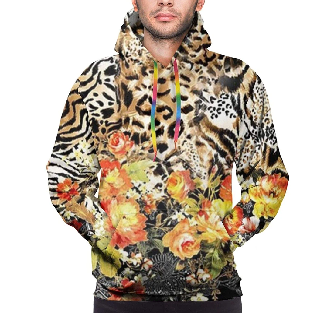 Tiger Flower Graphic Playing Hip Hop Style Tracksuit Fashion - 3D Printed Pullover Hoodie