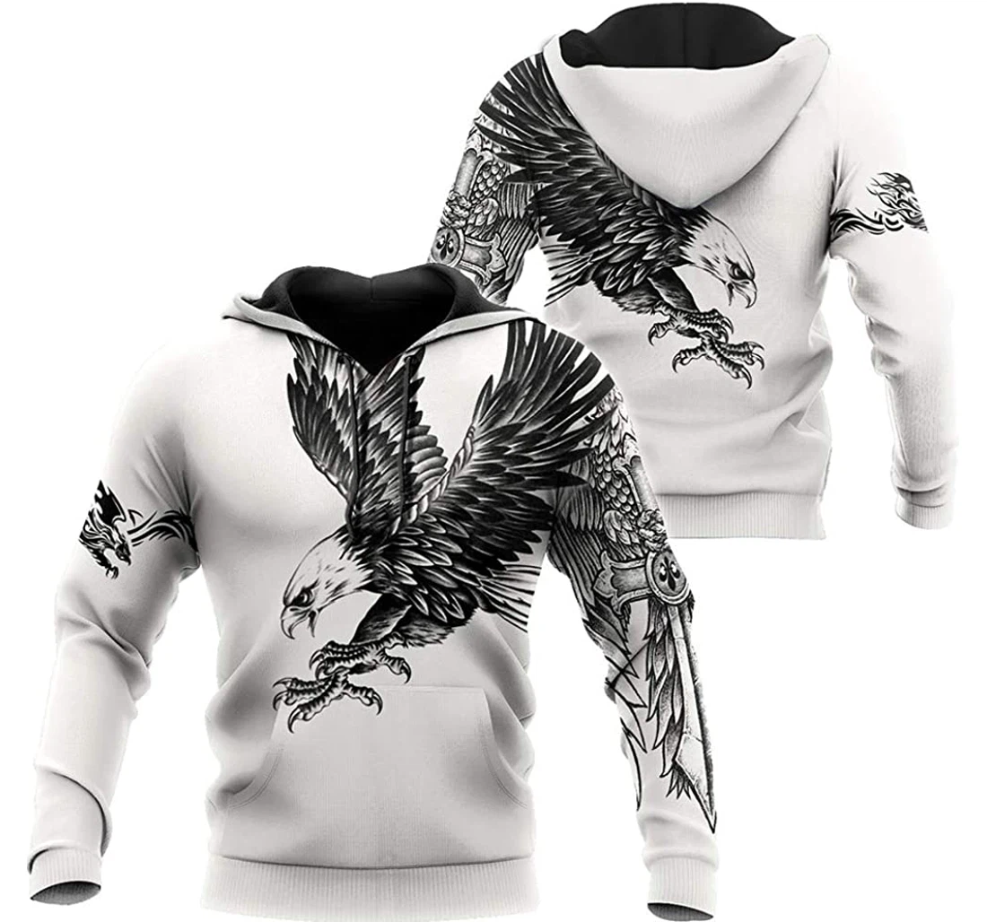 Eagle Tattoo Man And Woman - 3D Printed Pullover Hoodie