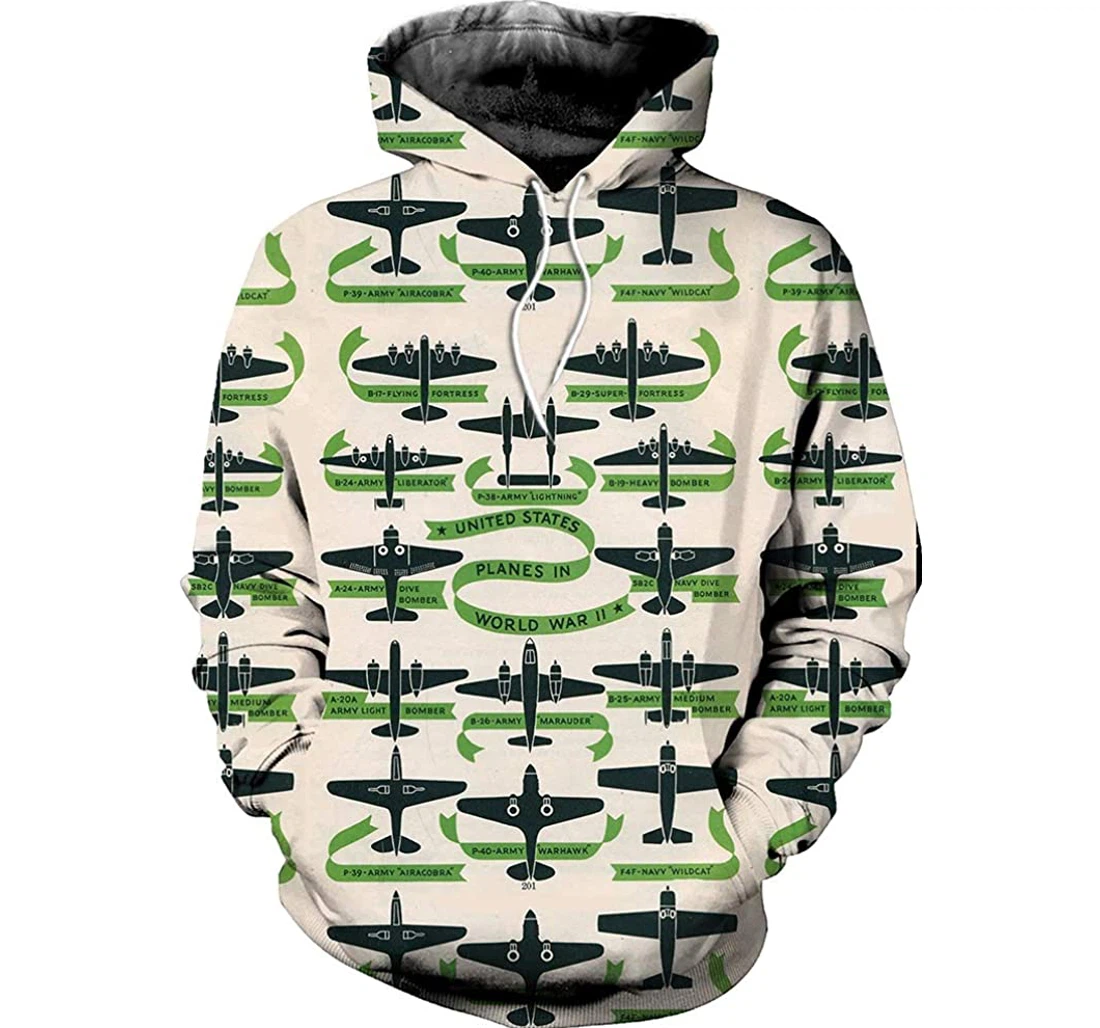 American Plane In Ww Ii Man And Woman - 3D Printed Pullover Hoodie