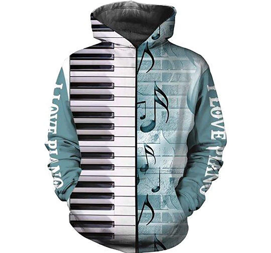 Blue Piano Music - 3D Printed Pullover Hoodie
