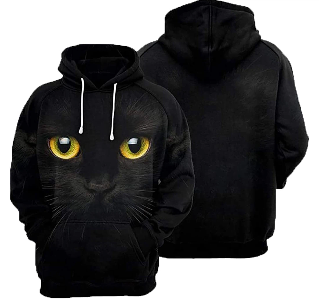 Cat Face Man And Woman - 3D Printed Pullover Hoodie