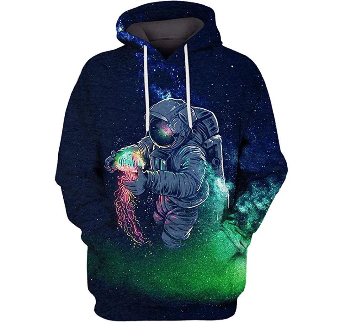 Astronaut And Jellyfish In The Space Man And Woman - 3D Printed Pullover Hoodie