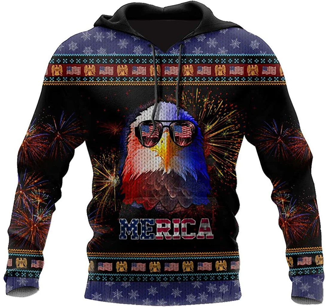 American Eagle American Flag Pattern - 3D Printed Pullover Hoodie