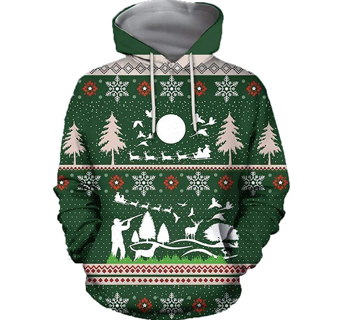 Hunting Christmas - 3D Printed Pullover Hoodie