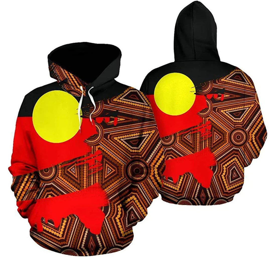 Aboriginal Flag And Pattern - 3D Printed Pullover Hoodie