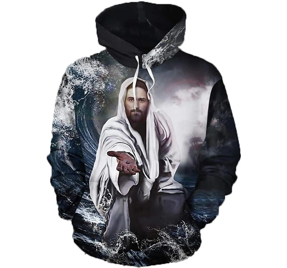 God Father Give Me Your Hand Waves Man And Woman - 3D Printed Pullover Hoodie