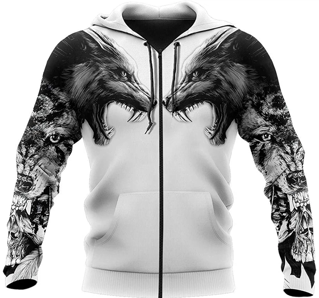 Tattoo Wolf - 3D Printed Pullover Hoodie