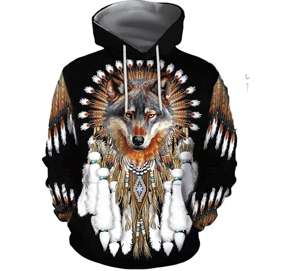 Native Wolf Dreamcatcher - 3D Printed Pullover Hoodie