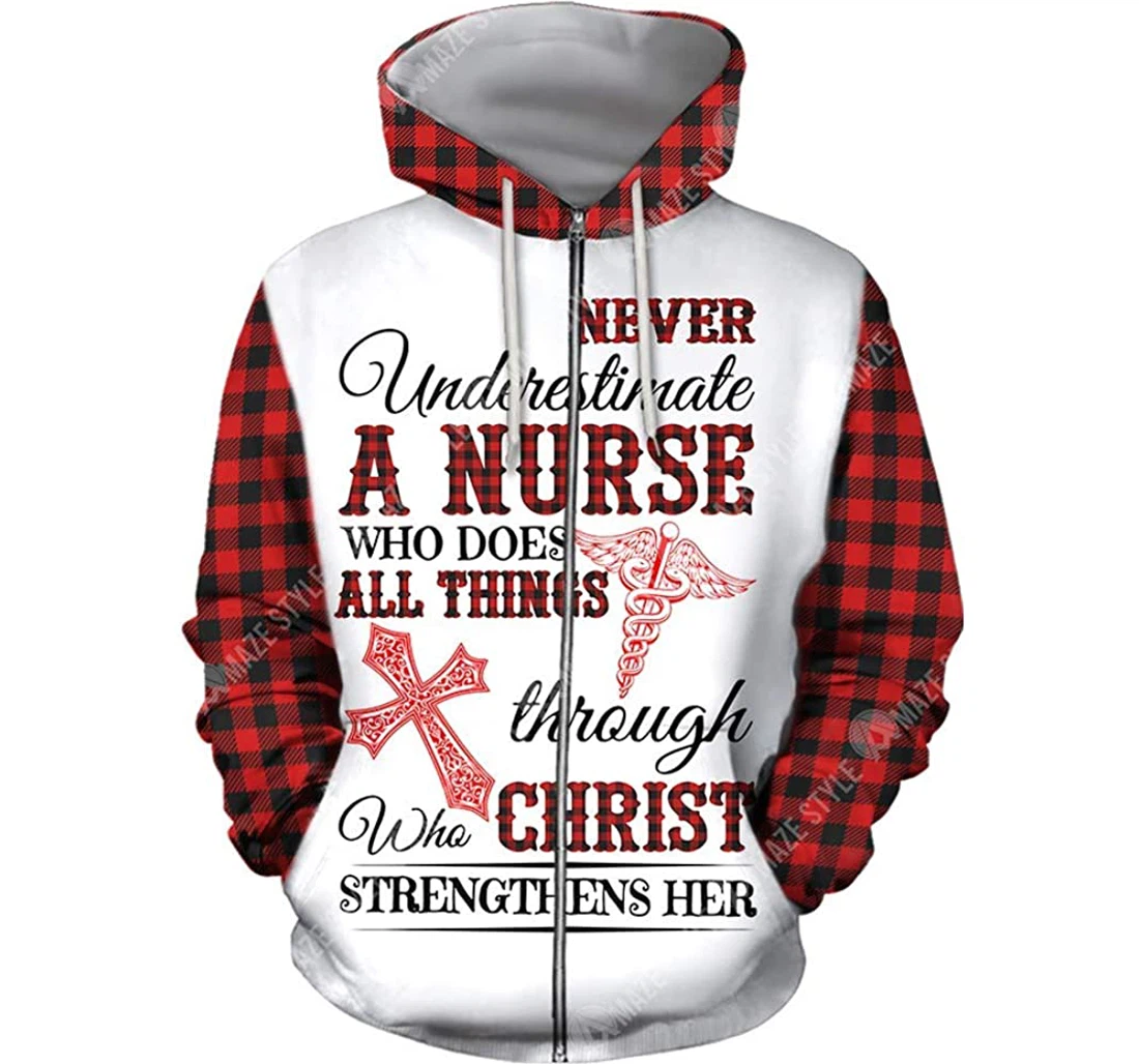 Nurse Plaid - 3D Printed Pullover Hoodie