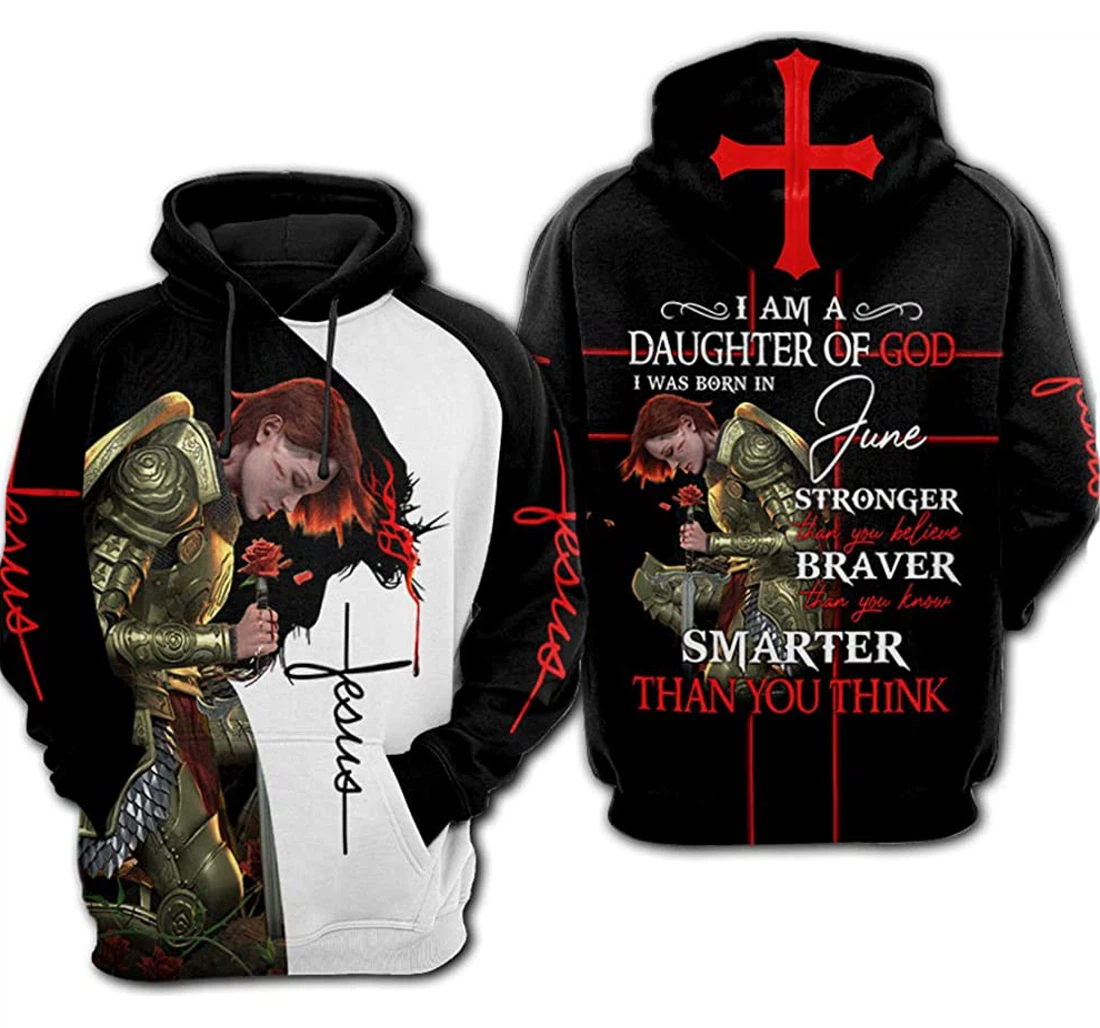 I Was Born In June- I Am A Daughter Of God Knight Red Man And Woman - 3D Printed Pullover Hoodie