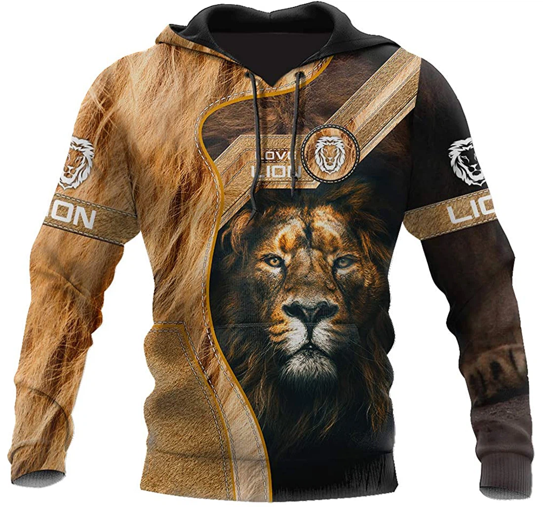 Lion And Feather Pattern Man And Woman - 3D Printed Pullover Hoodie