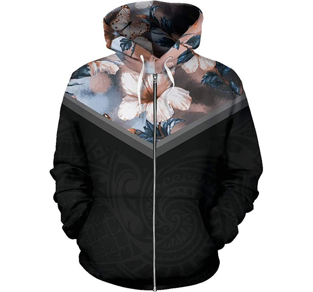 Hawaii Vintage Pattern Blur Pink Hibiscus Man And Woman - 3D Printed Pullover Hoodie