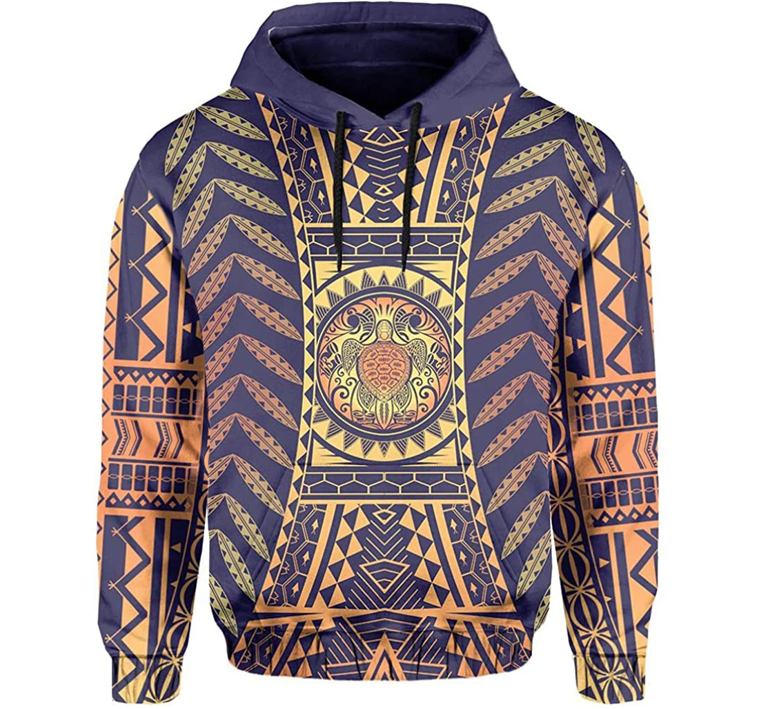 Hawaii Turtle Tropical Polynesian Fern Style - 3D Printed Pullover Hoodie