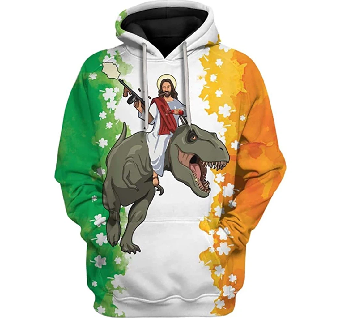 Father God And T-rex Man And Woman - 3D Printed Pullover Hoodie