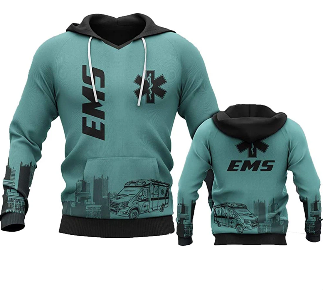 Green Ems - 3D Printed Pullover Hoodie