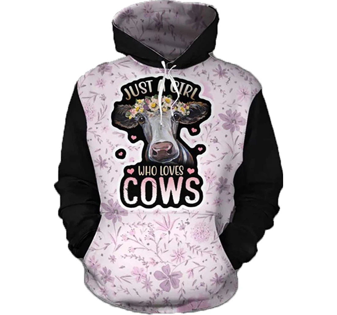 Just A Girl Who Loves Cows Man And Woman - 3D Printed Pullover Hoodie