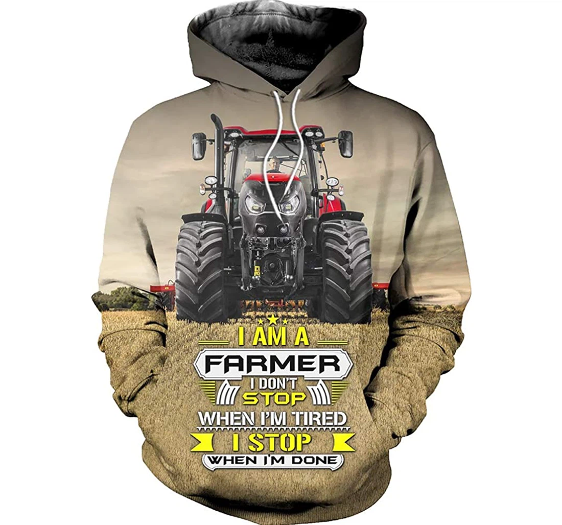 Farmer Tractor Man And Woman - 3D Printed Pullover Hoodie