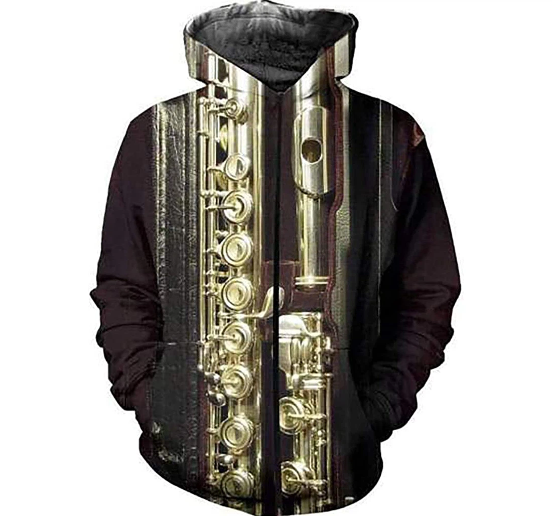 Flute Music - 3D Printed Pullover Hoodie