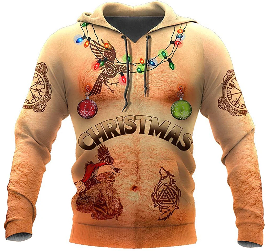 Real Viking Christmas Tattoos - 3D Printed Pullover Hoodie