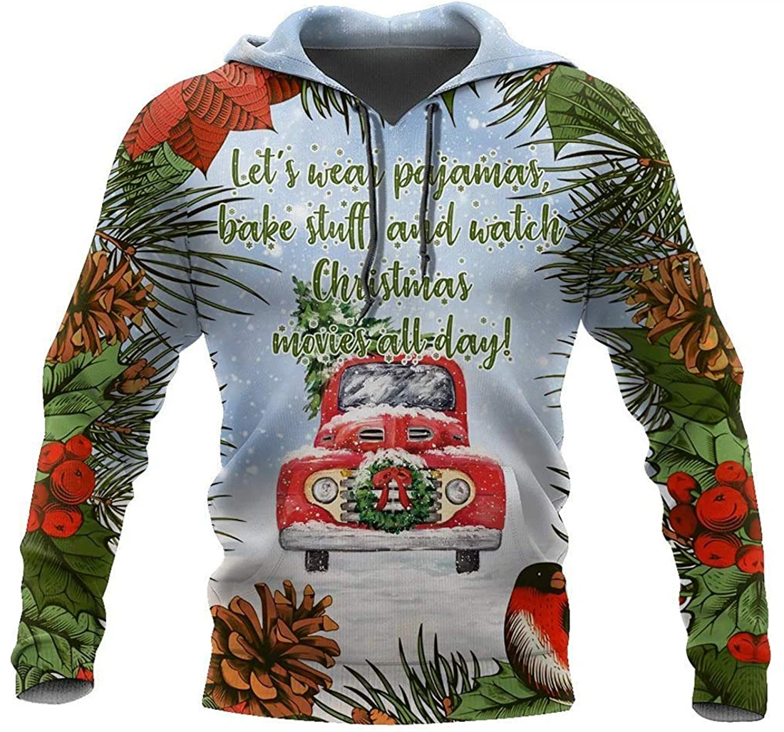 Red Truck Christmas - 3D Printed Pullover Hoodie