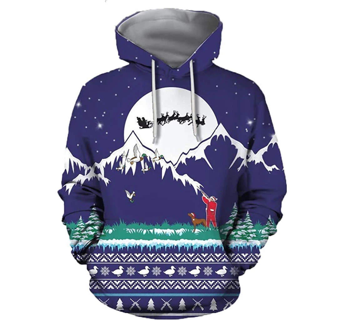 Hunting Duck Christmas - 3D Printed Pullover Hoodie