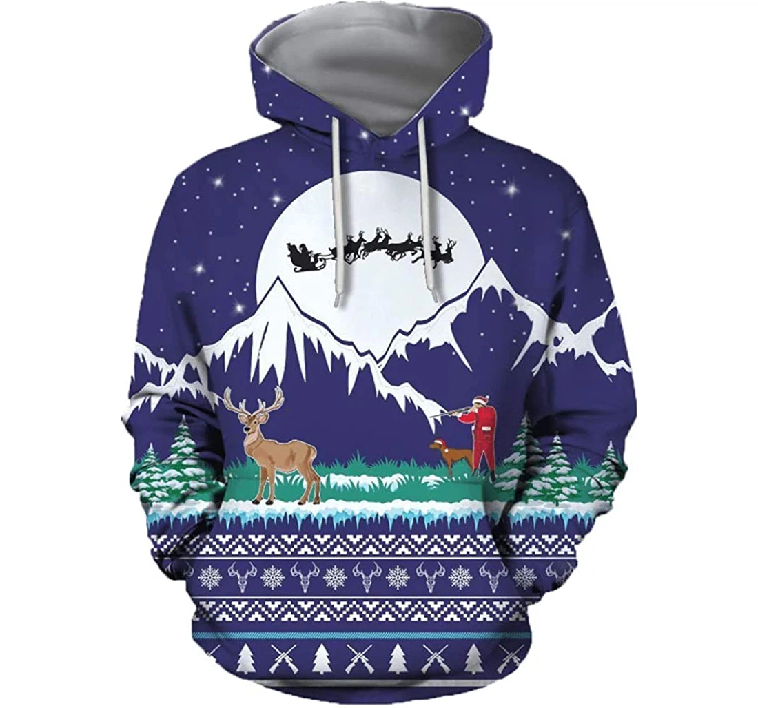 Christmas Hunting Deer - 3D Printed Pullover Hoodie
