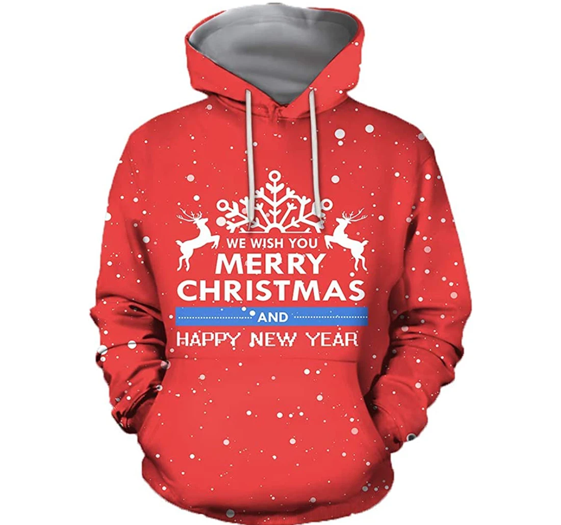 Deer Christmas 1 - 3D Printed Pullover Hoodie