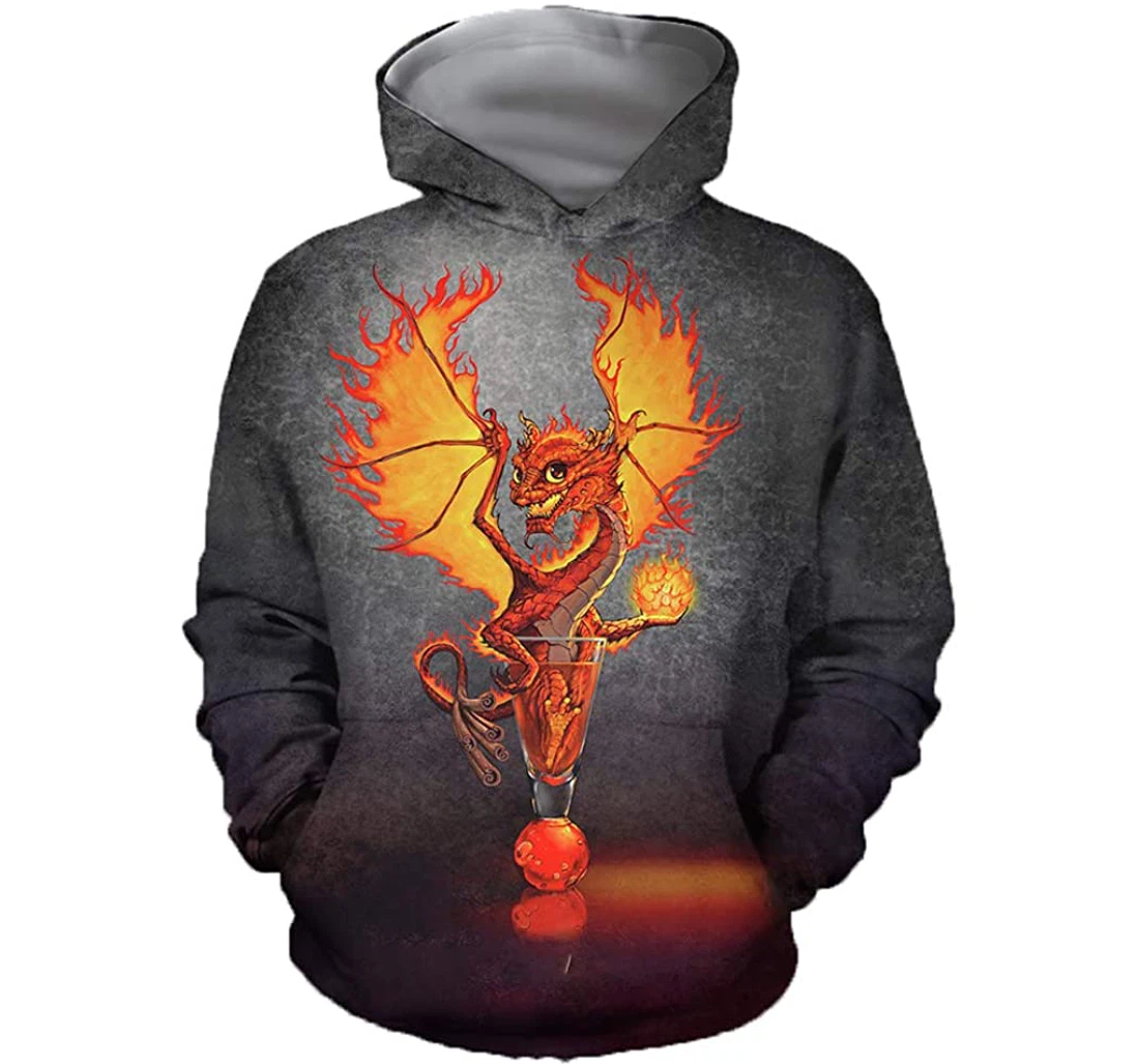 Here Be Fire Dragons Man And Woman - 3D Printed Pullover Hoodie