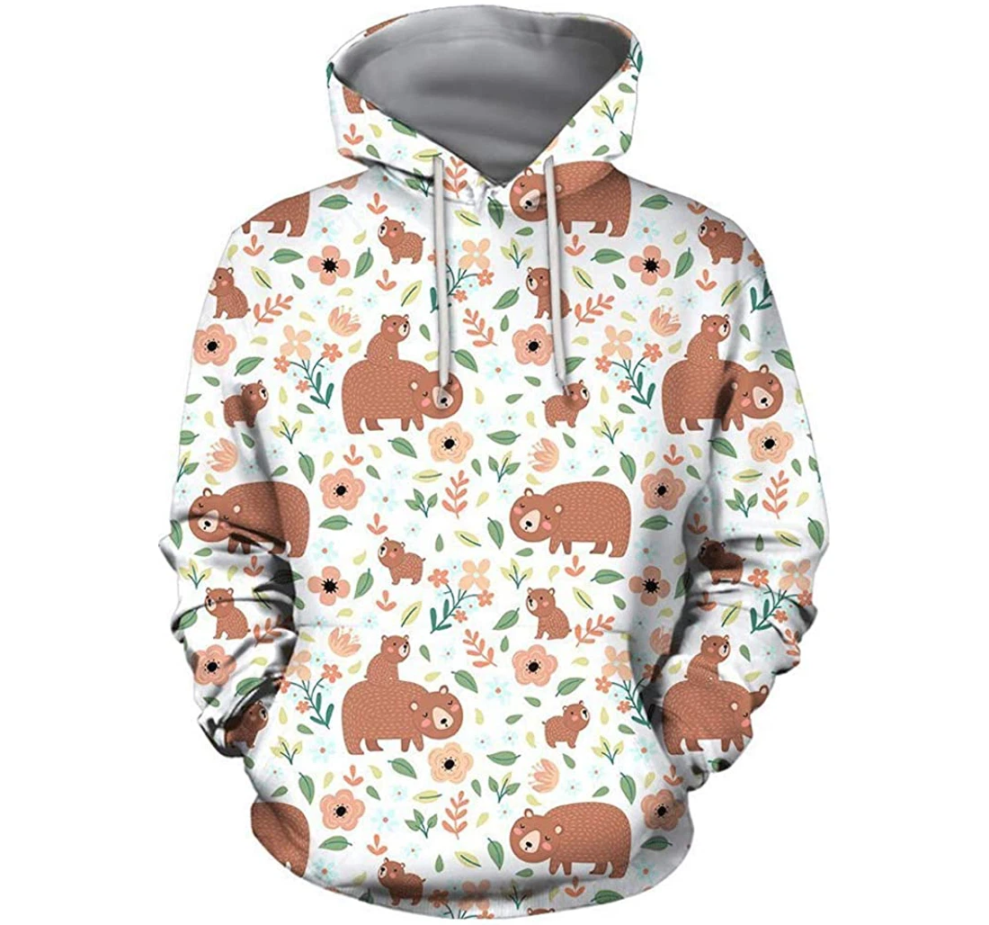 Son And Mother Bear - 3D Printed Pullover Hoodie