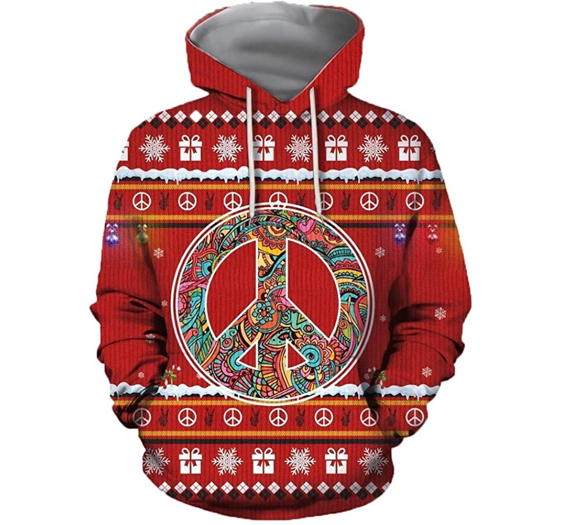 Christmas Hippie - 3D Printed Pullover Hoodie