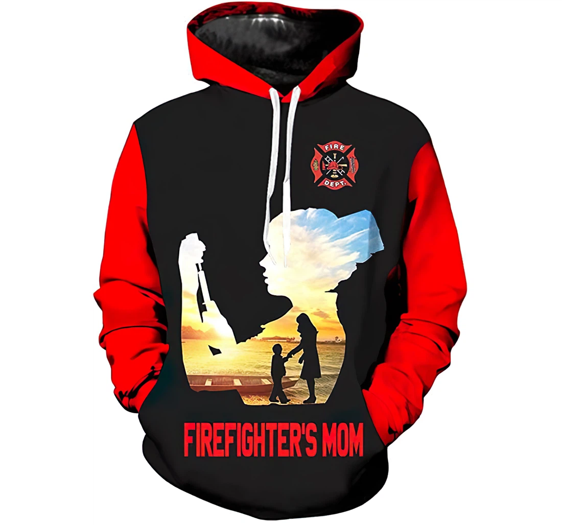 Firefighter’s Mom In Red Lightweight Premium Sportwear Up - 3D Printed Pullover Hoodie