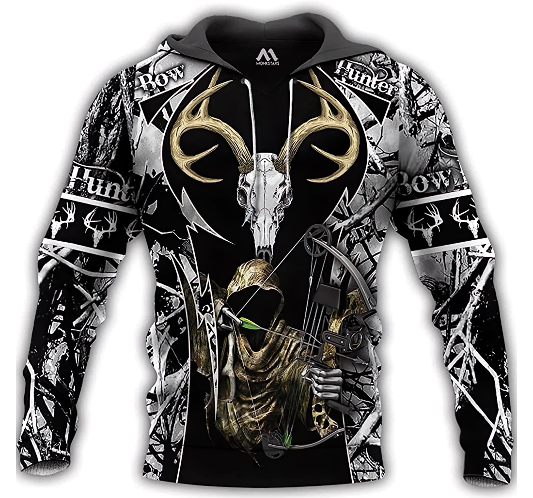 Bowl Hunting And Man Battle Lightweight Premium Sportwear Up - 3D Printed Pullover Hoodie