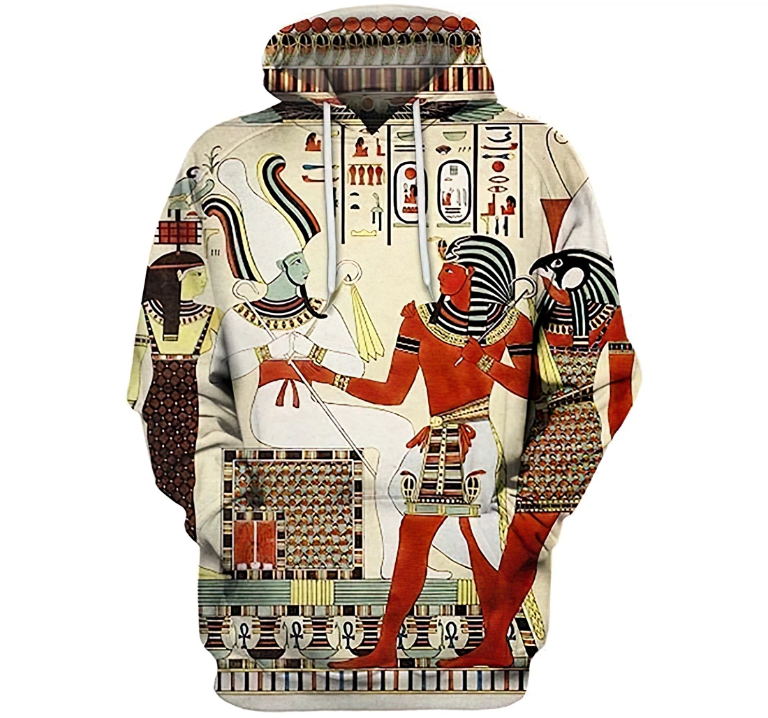 Ancient Man In Pyramid Egypt Style Lightweight Premium Sportwear Up - 3D Printed Pullover Hoodie