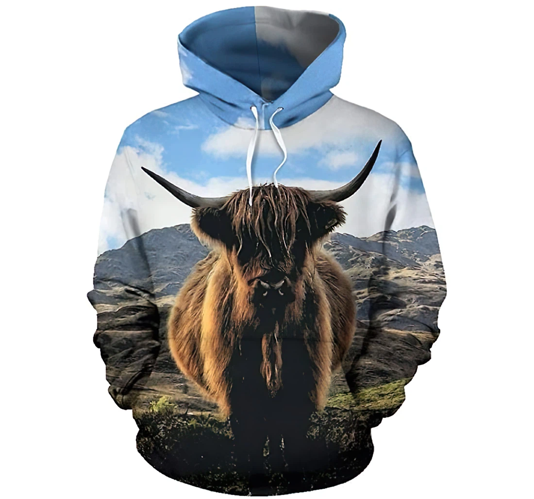 Mountain Cow Lightweight Premium Sportwear Up - 3D Printed Pullover Hoodie