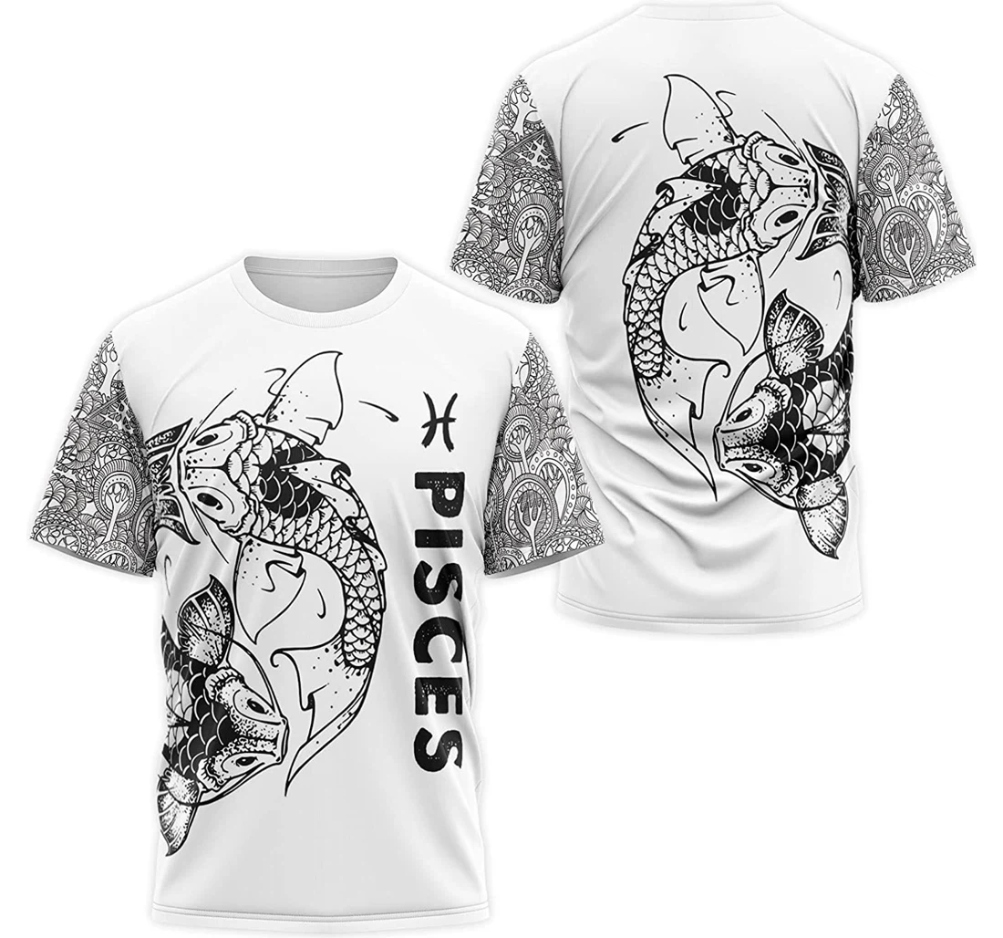 T-Shirt, Hoodie - Zodiac Pisces Tree Mandala Pattern 3D Printed