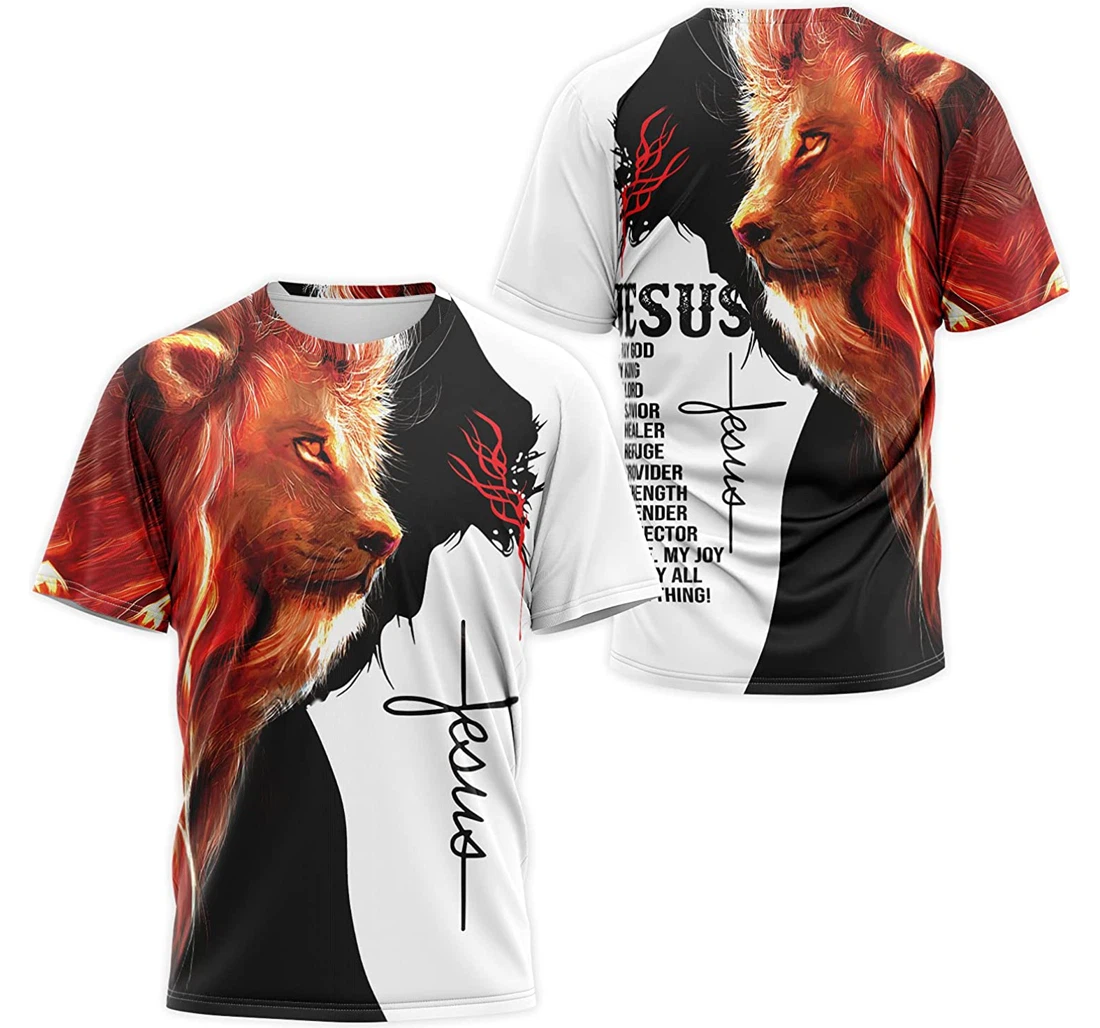 T-Shirt, Hoodie - Lion Christian Jesus Cross Is My God My King My Lord My Joy My Life My All Everything 3D Printed