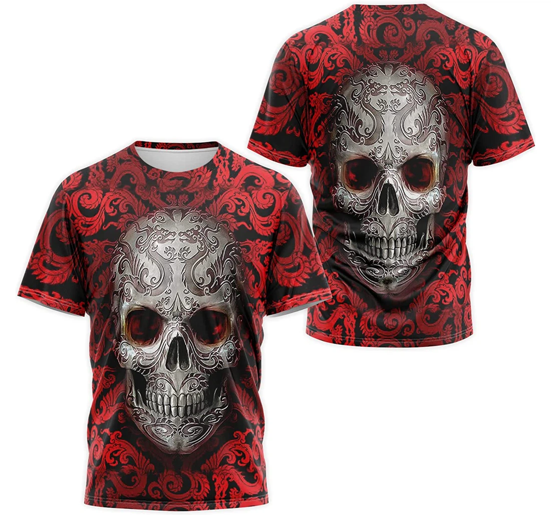 T-Shirt, Hoodie - Skull Red Floral Mandala 3D Printed