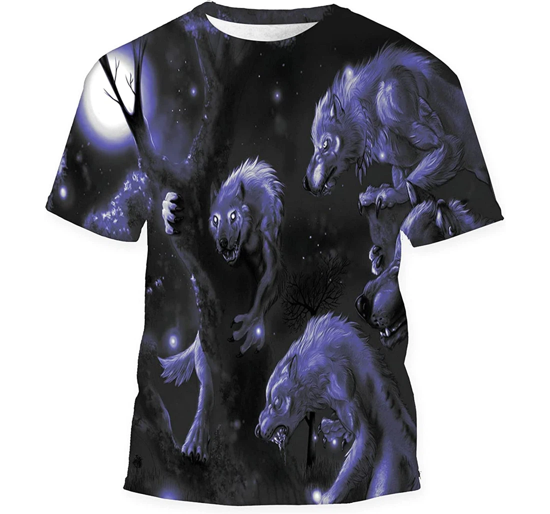 Group Werewolves On Moon Gift Birthday Holiday - 3D Printed T-shirt