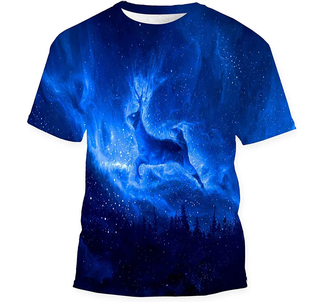 Best Image Deer Night Sky Gift Birthday Holiday - 3D Printed T-shirt