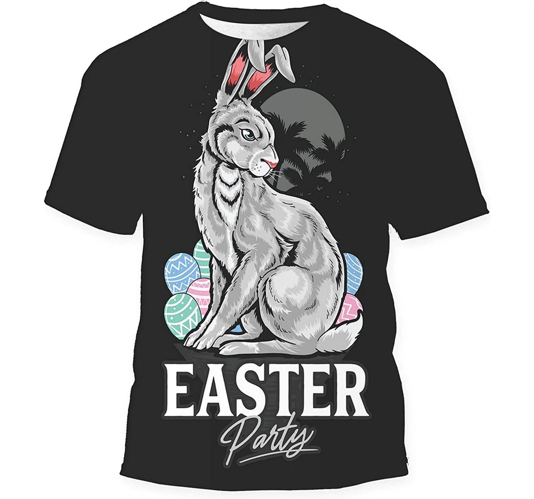 Easter Rabbit Egg Vector Artwork Gift Birthday Holiday - 3D Printed T-shirt