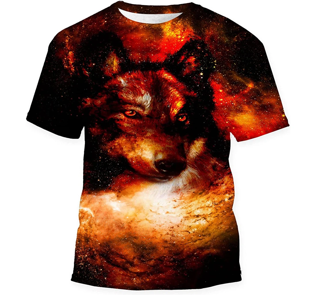 Magical Space Wolf Multicolor Computer Graphic Gift Birthday Holiday - 3D Printed T-shirt