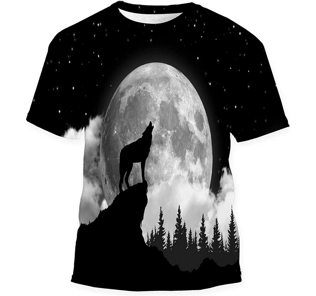 White Wolf Howling Moon Gift Birthday Holiday - 3D Printed T-shirt