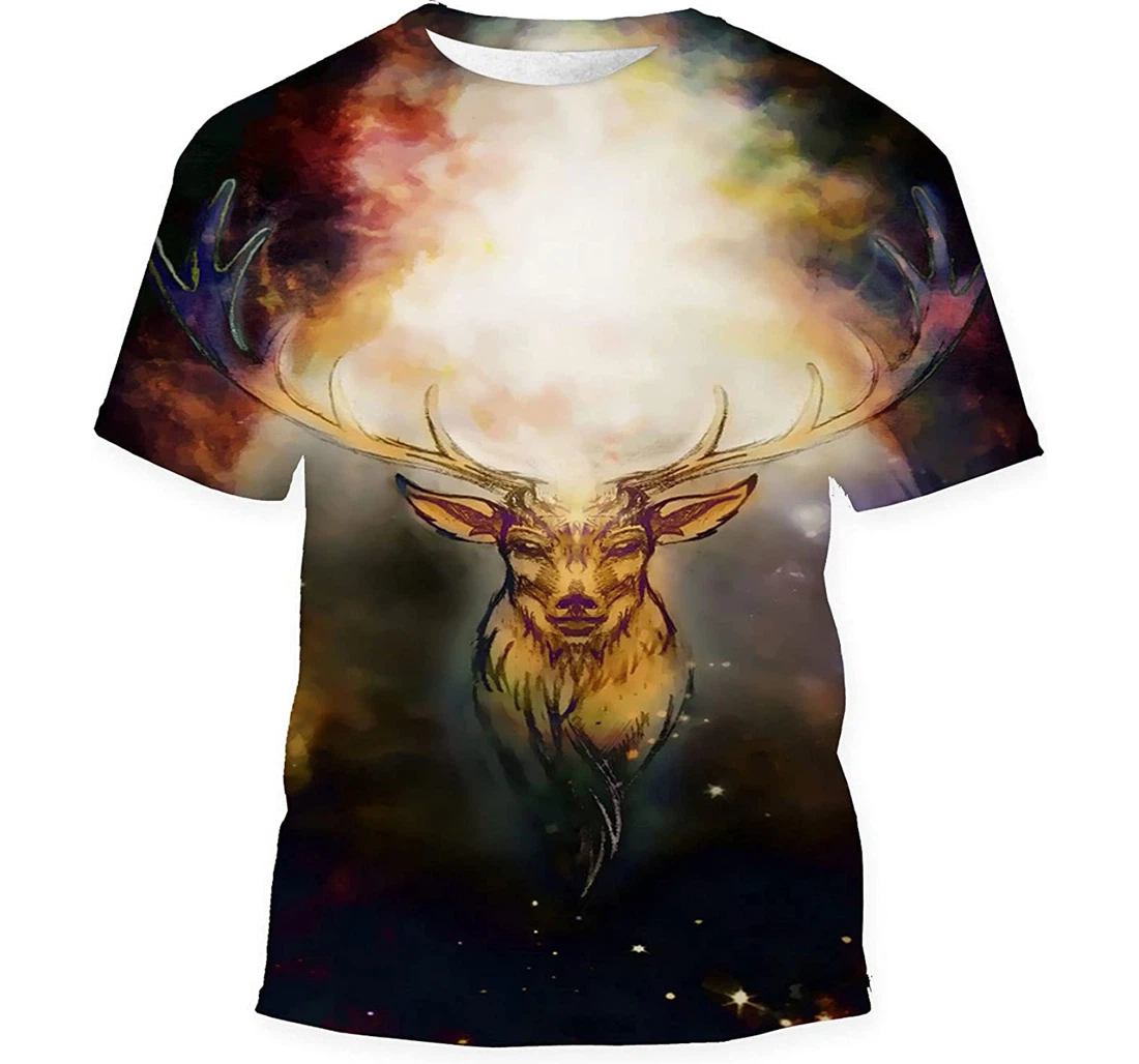 Sacred Deer Spirit Cosmic Space Gift Birthday Holiday - 3D Printed T-shirt