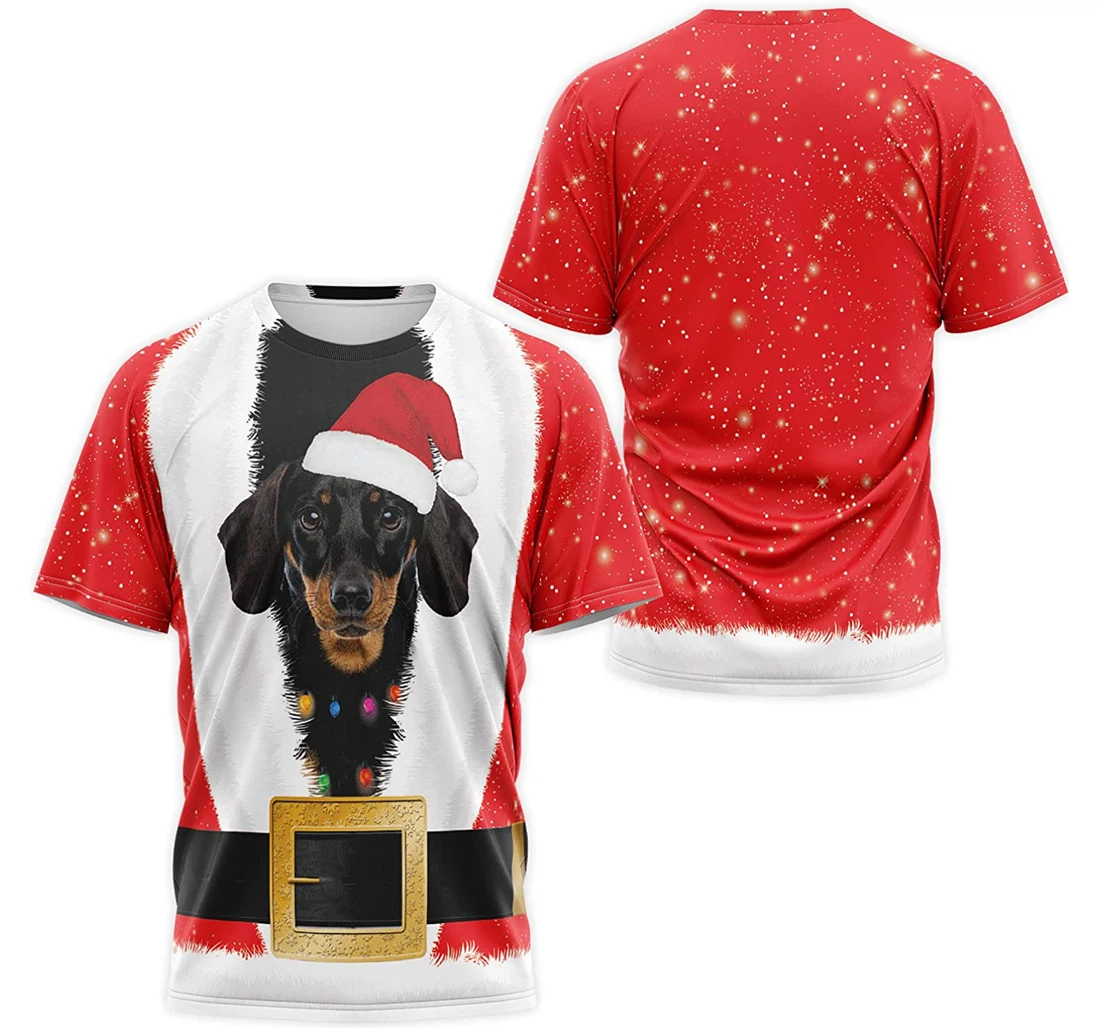 T-Shirt, Hoodie - Dachshund Christmas Santa Claus Costume 3D Printed