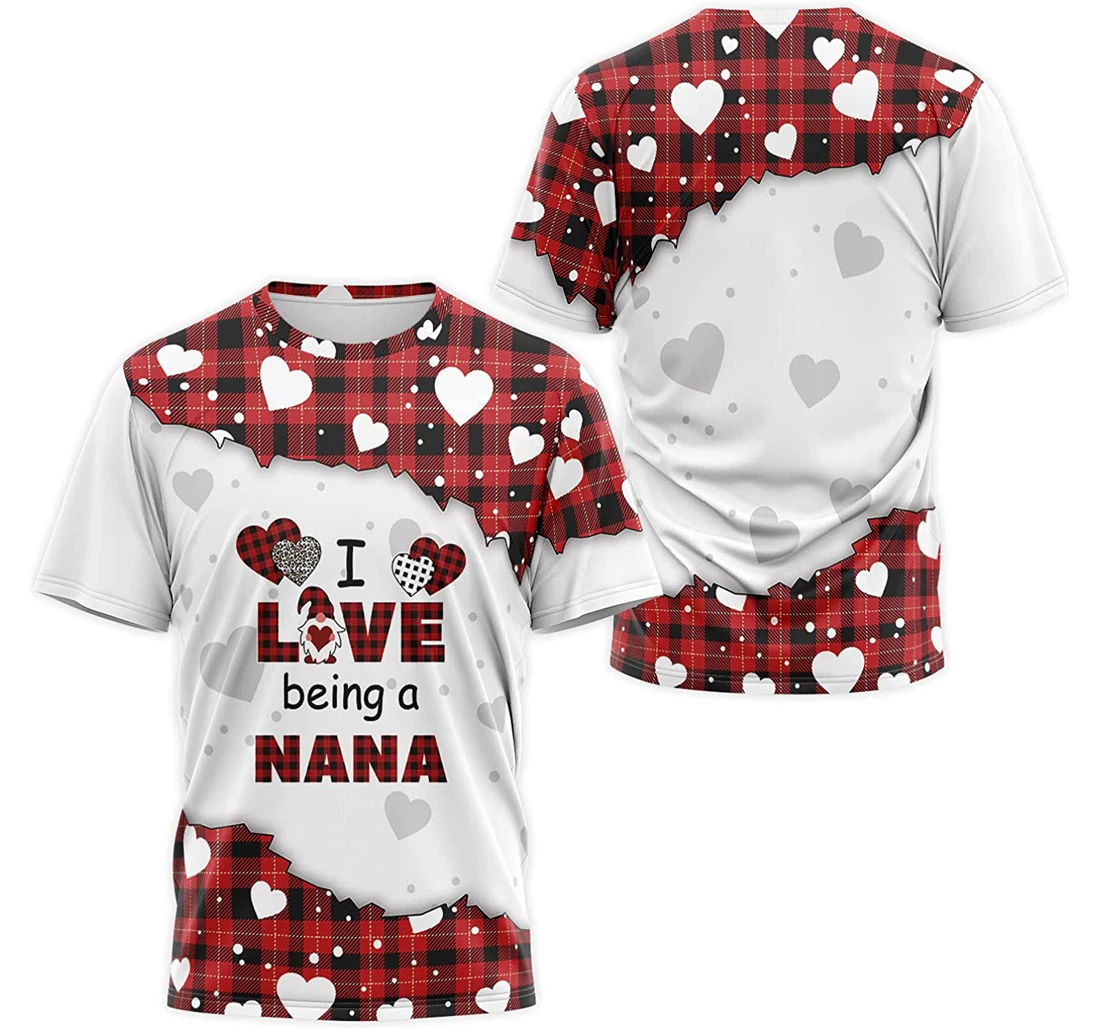 T-Shirt, Hoodie - I Love Being A Nana Red Caro Pattern 3D Printed