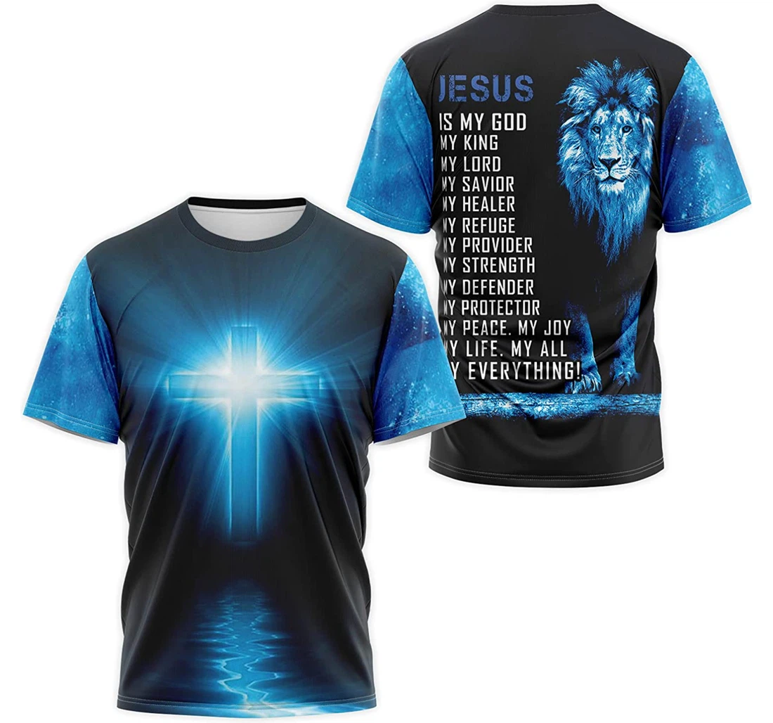 T-Shirt, Hoodie - Blue Lion Jesus Is My God My King My Lord My Healer My Life My All Everything 3D Printed