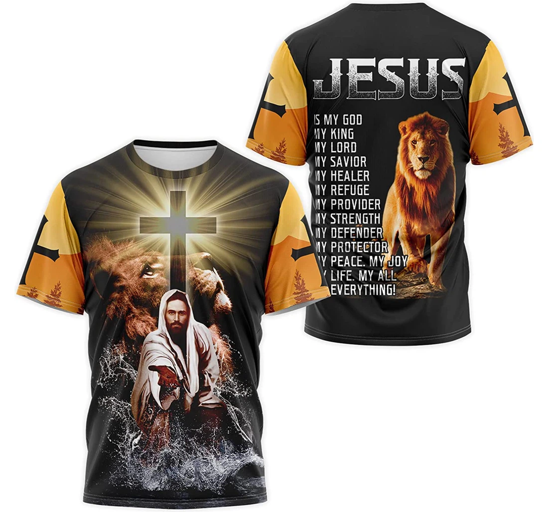 T-Shirt, Hoodie - Give Me Your Hand Lion Christian Jesus Cross Is My God My King My Lord My Life My All Everything 3D Printed