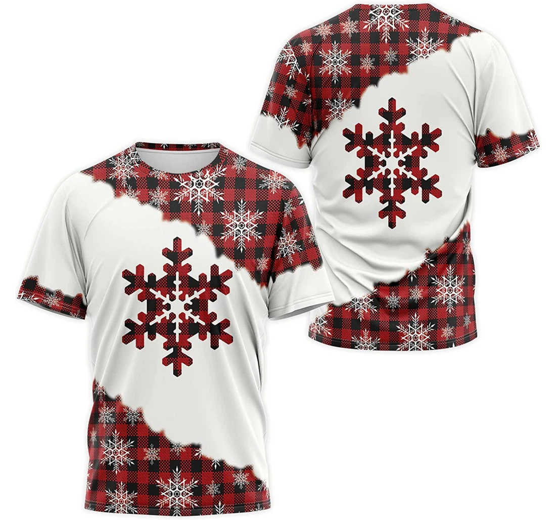 T-Shirt, Hoodie - Red Big Snowflakes Christmas 3D Printed