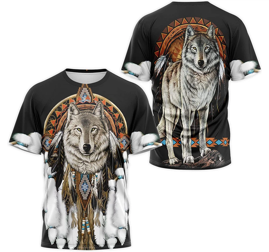 T-Shirt, Hoodie - Native American Wolf Indians Dreamcatcher Tribal Pattern 3D Printed