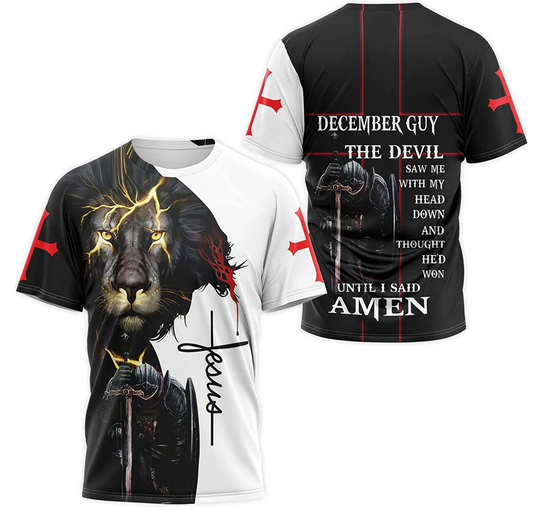 T-Shirt, Hoodie - Lion Thunder Knights Templar December Guy Until I Said Amen 3D Printed